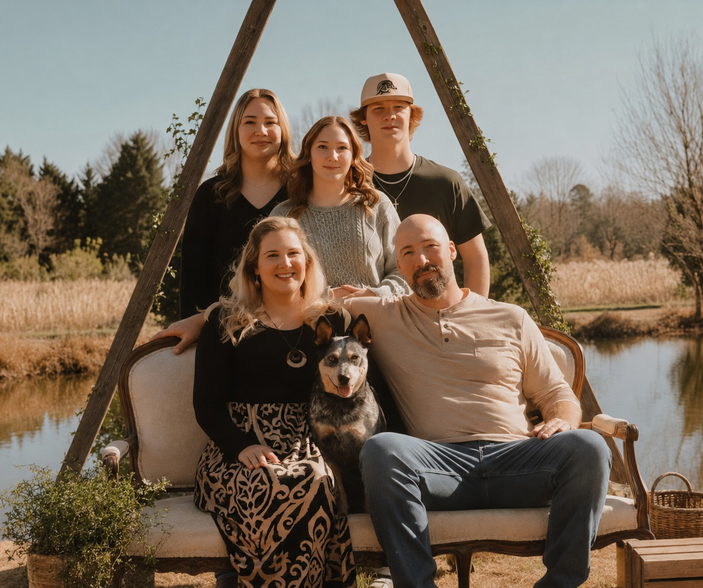 The Melton family at their farm in Belvidere, North Carolina